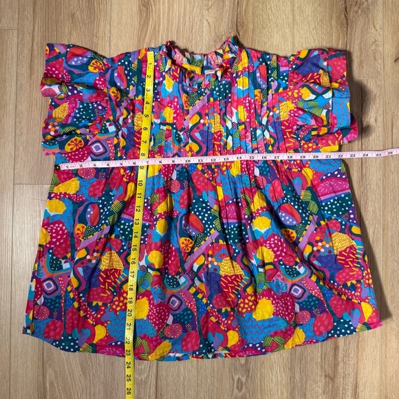 Sohana Colorful Multicolor Ruffle Sleeve Flutter‎ Women's Top Size Large - Picture 6 of 6